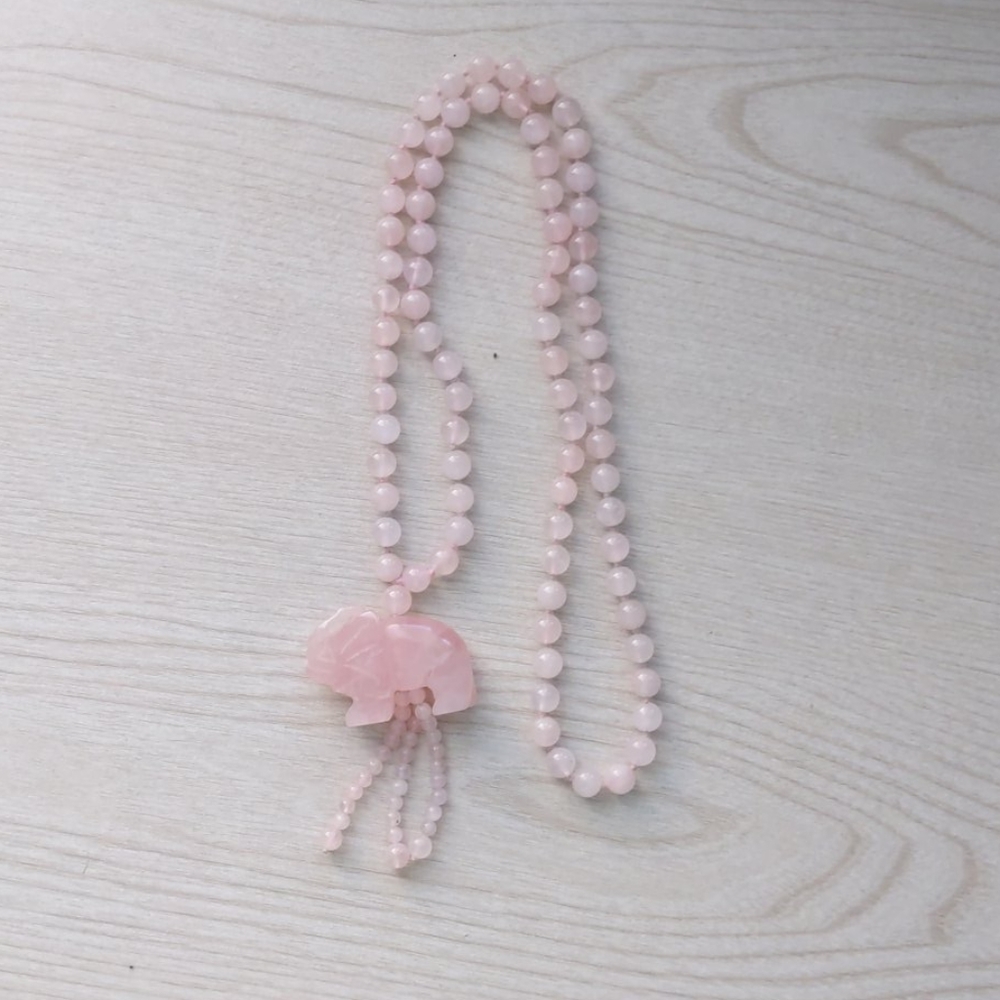 Rose Quartz Elephant Necklace